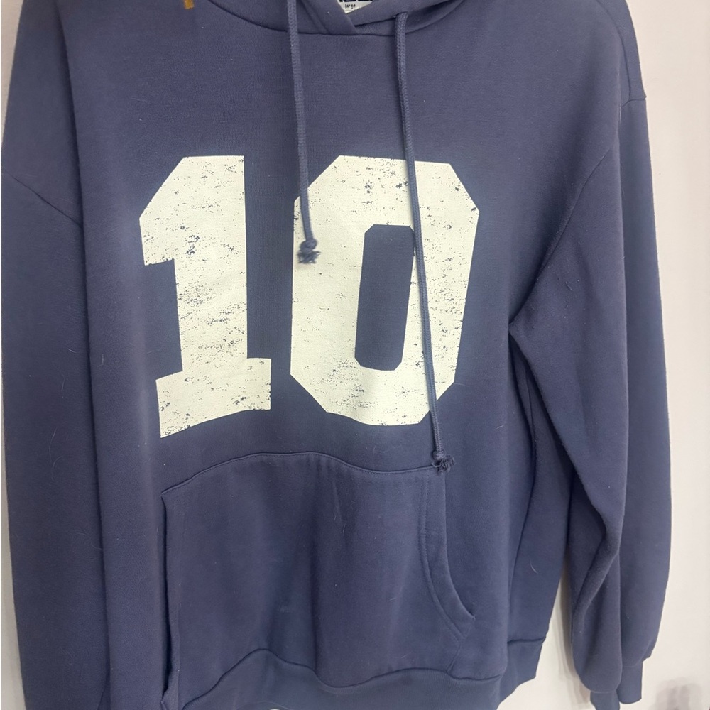 RSQ Blue and White Hoodie with Distressed Number